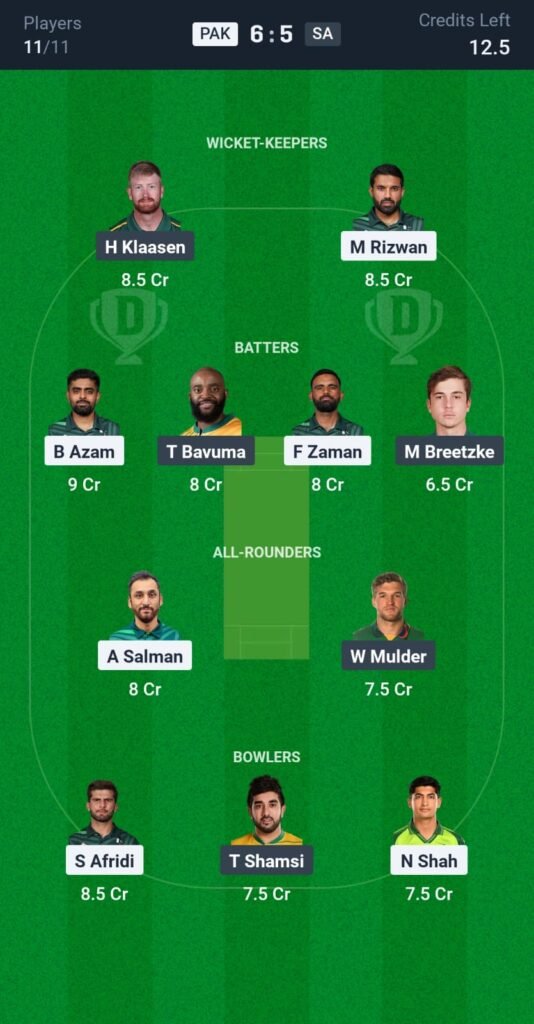 PAK vs SA Dream11 Prediction