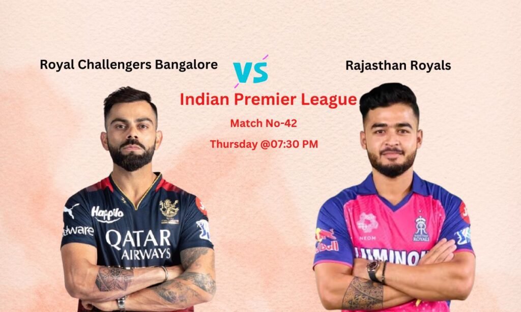 RCB vs RR Dream11 Prediction Indian Premier League Match No-42, Pitch Report, Team News, Playing11, Fantasy Team