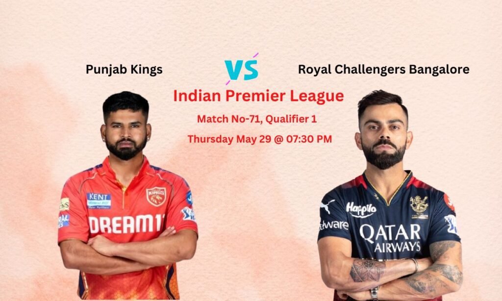 PBKS vs RCB Dream11 Prediction Indian Premier League, IPL 2025 Qualifier 1, Pitch Report, Team News, Playing11, Fantasy Team