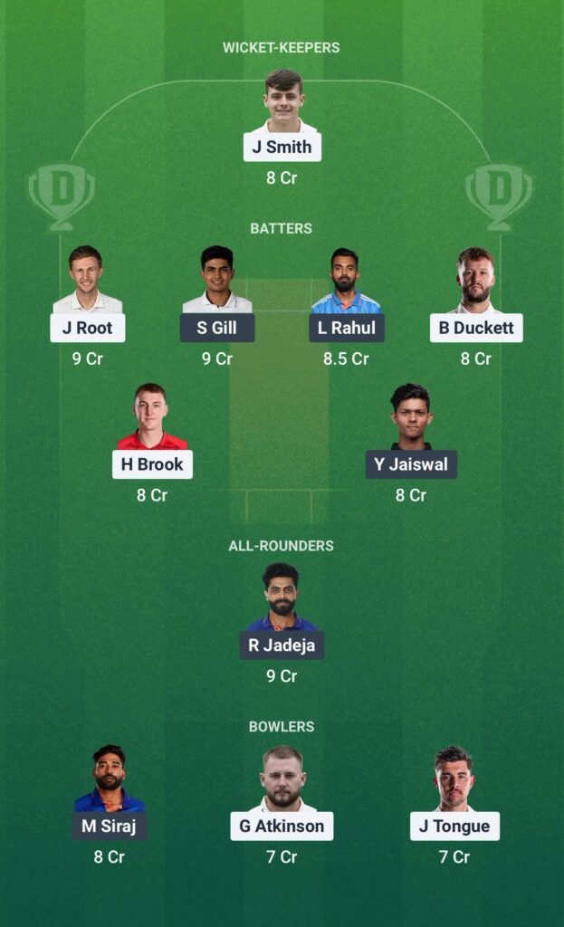 India vs England test match 2025 dream11 team